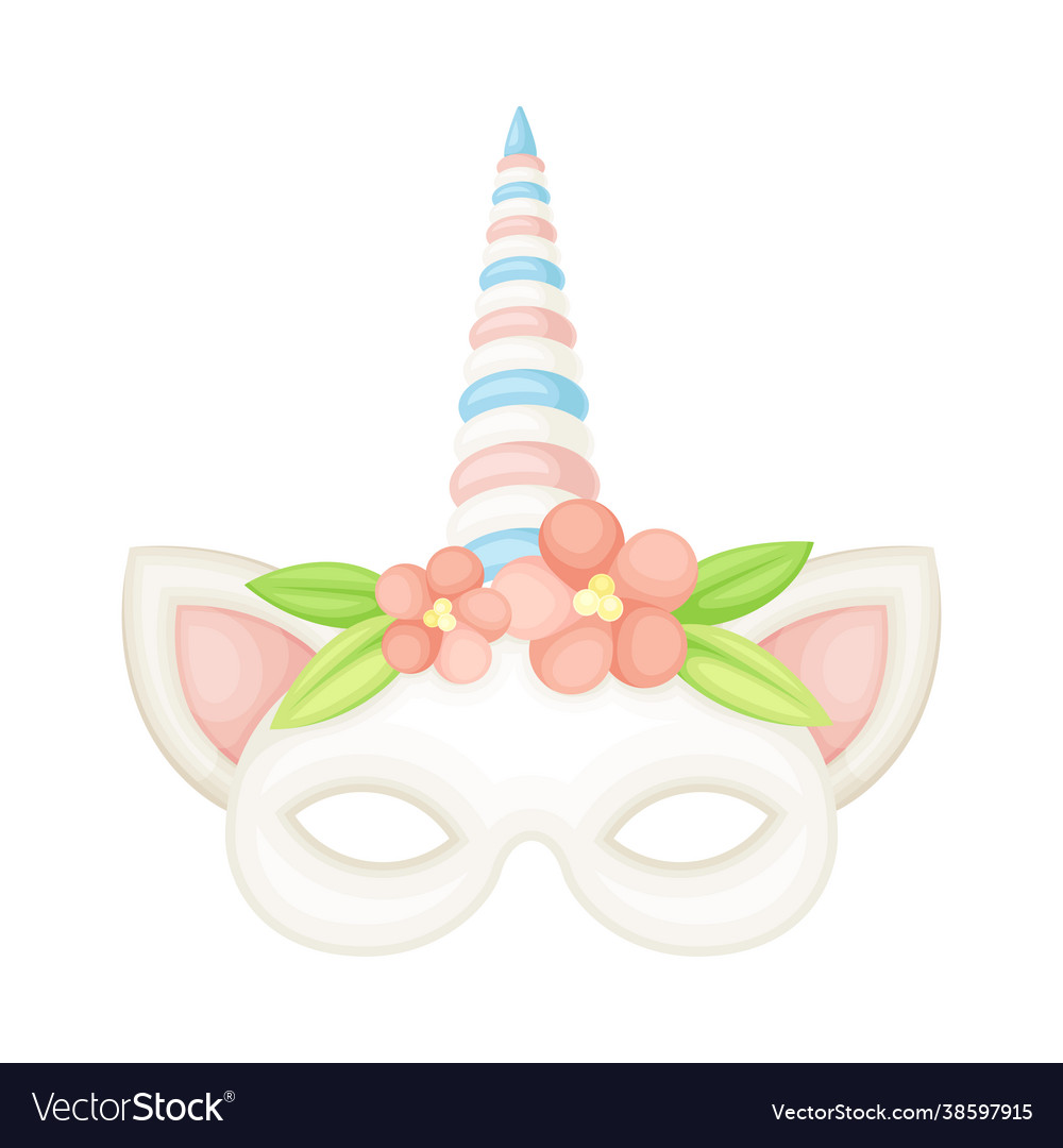 unicorn mask with twisted horn as party birthday vector image