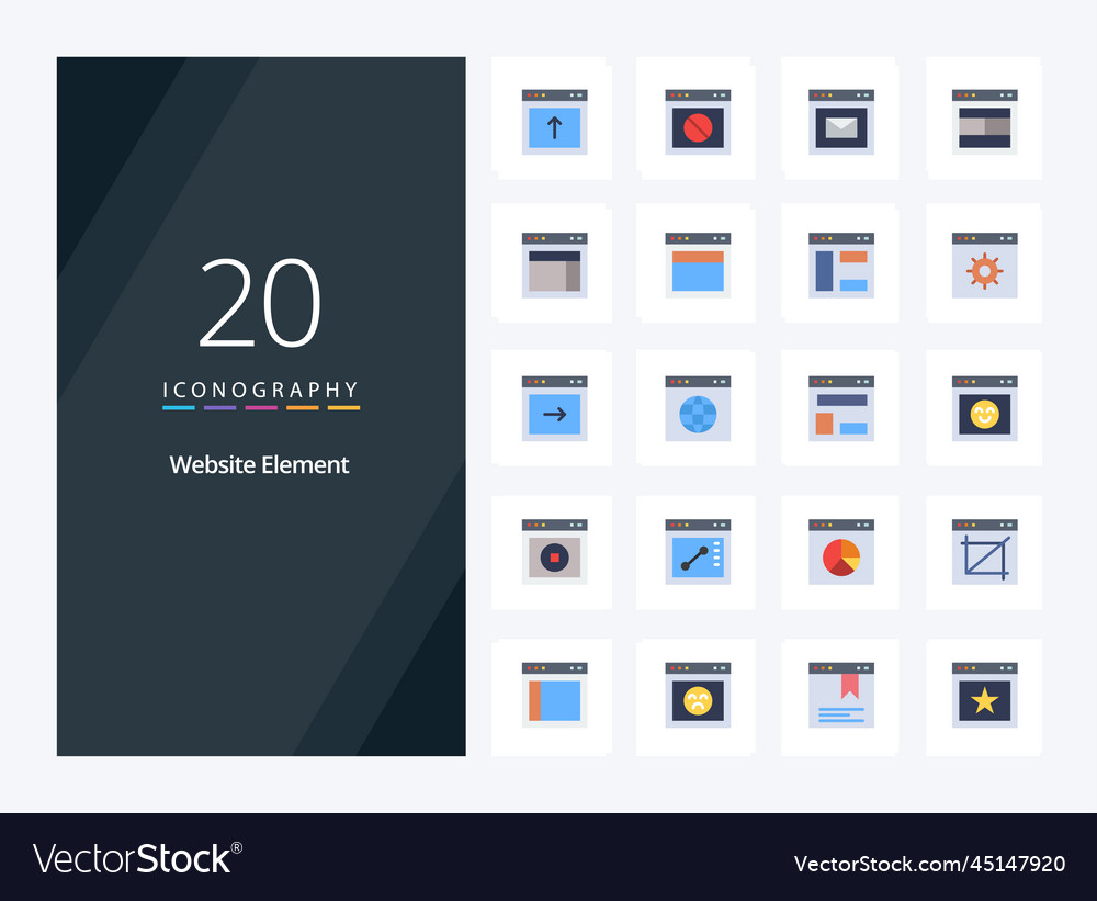20 website element flat color icon