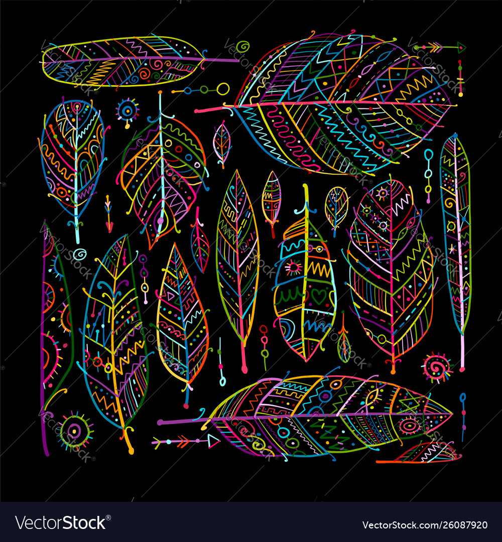 Art feathers collection seamless pattern for your