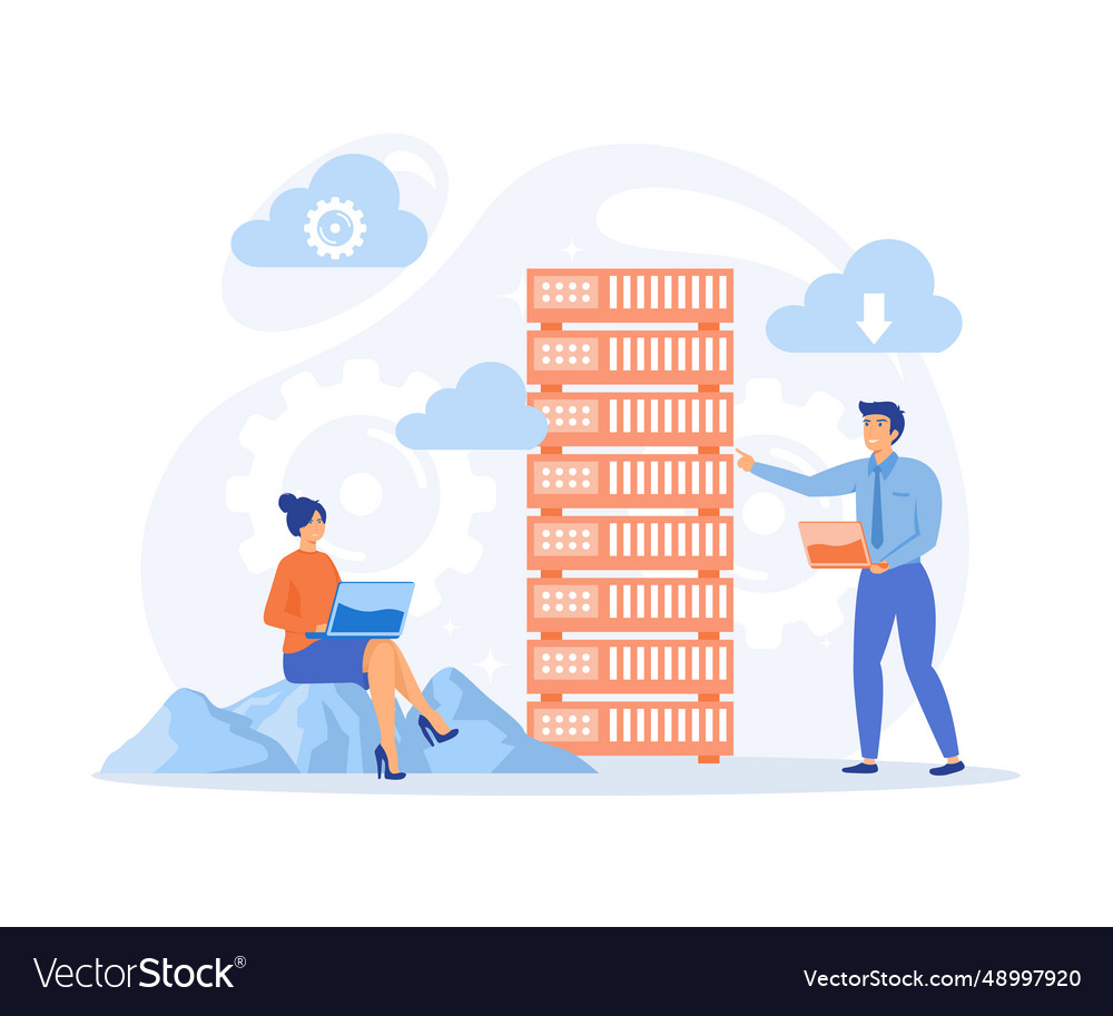 Cloud data server online database storage vector image Cloud data server online database storage