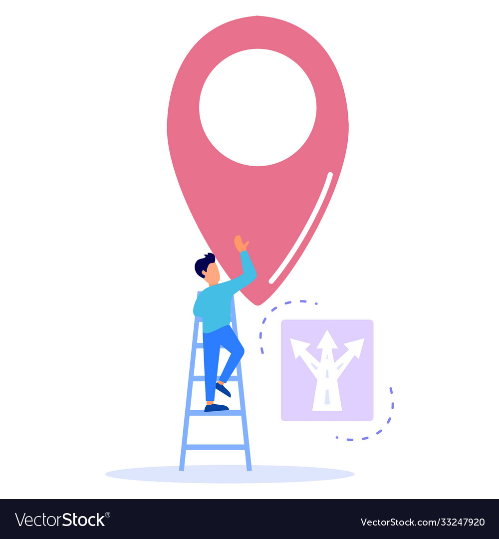 Graphic cartoon character big map pointer vector image Graphic cartoon character big map pointer