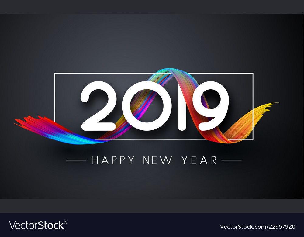 Happy new year 2019 greeting card with gradient