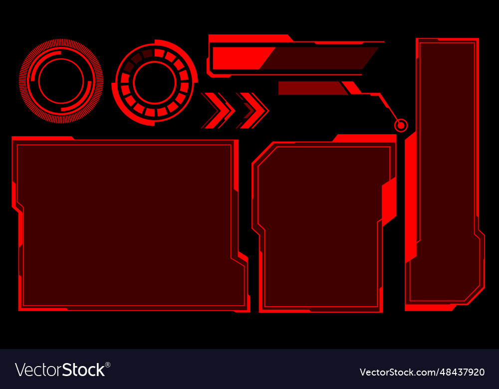 Hud frames red user interface elements design