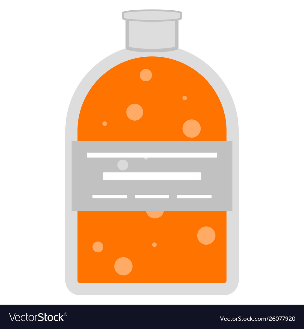 Isolated science lab flask with a liquid