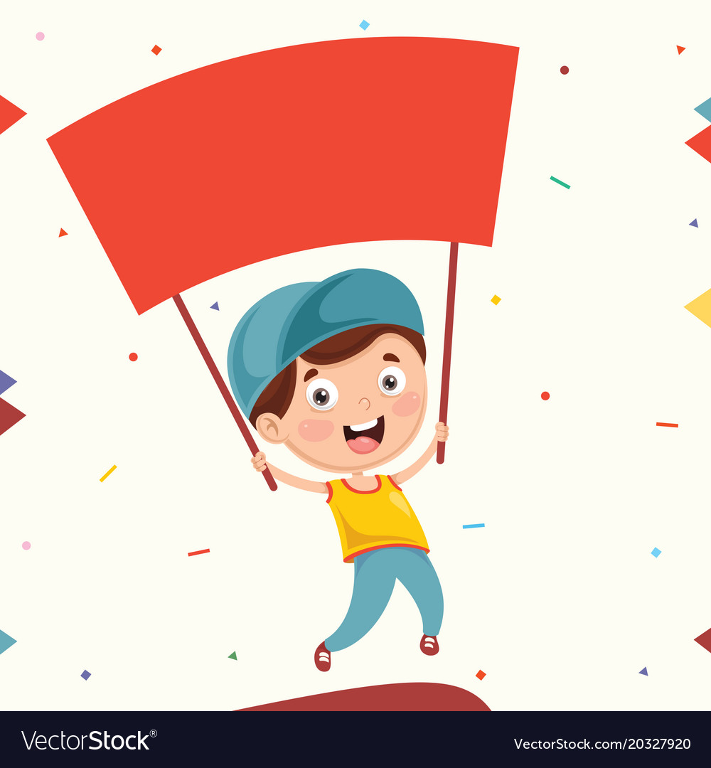 Kid holding placard Royalty Free Vector Image - VectorStock