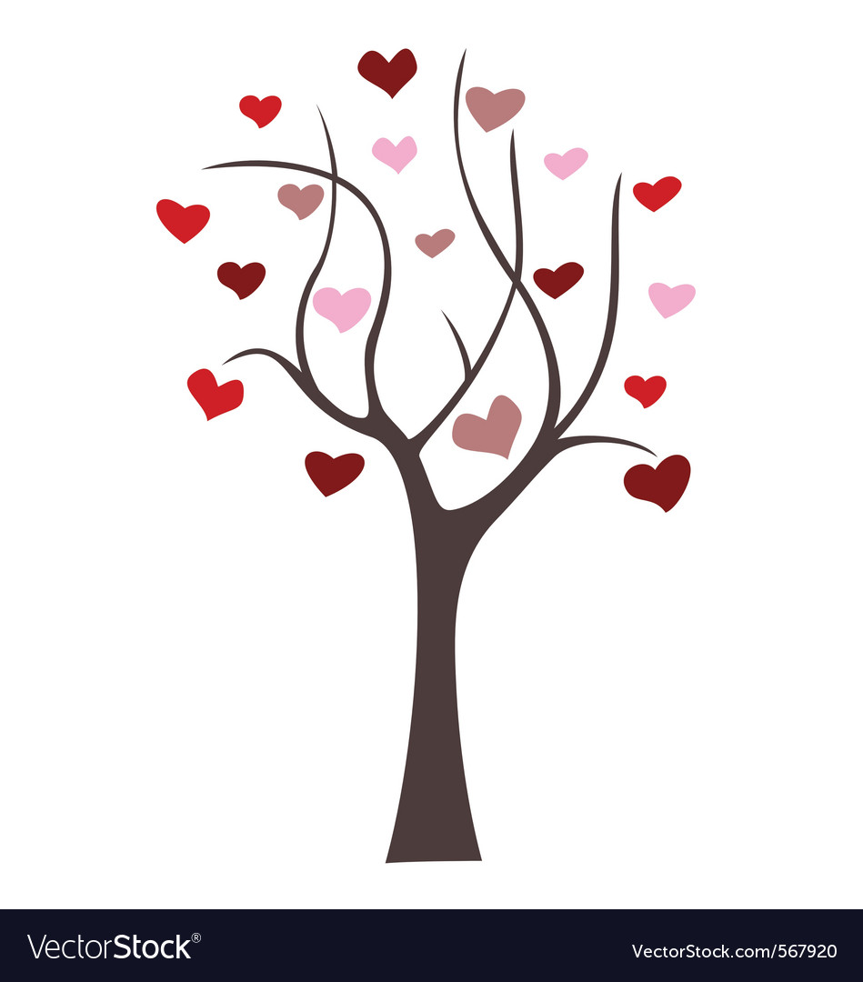 Beautiful love tree Royalty Free Vector Image - VectorStock