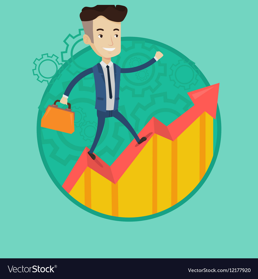 Man running on growth graph