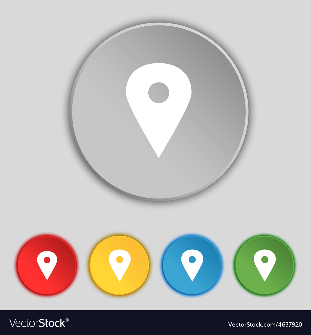 Map pointer gps location icon sign symbol on five