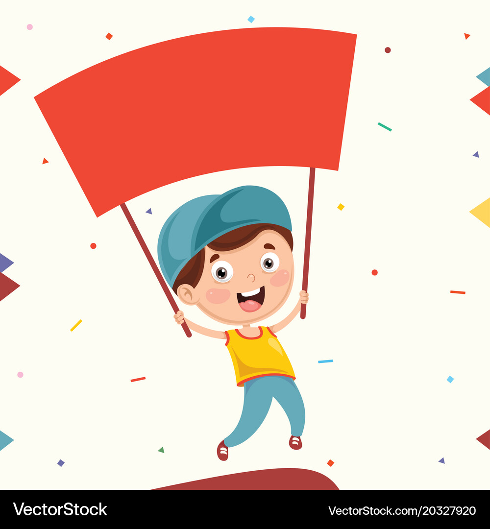 Of kid holding placard Royalty Free Vector Image