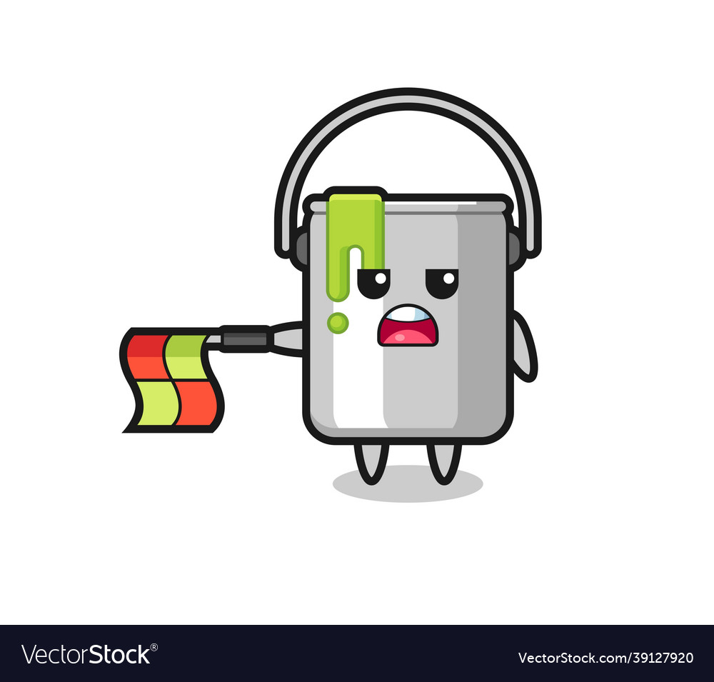 Paint tin character as line judge hold the flag vector image Paint tin character as line judge hold the flag