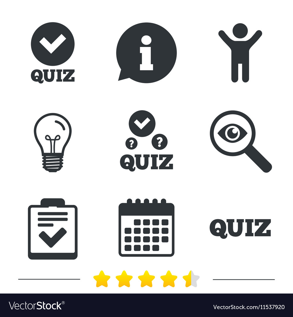 Quiz icons checklist with check mark symbol