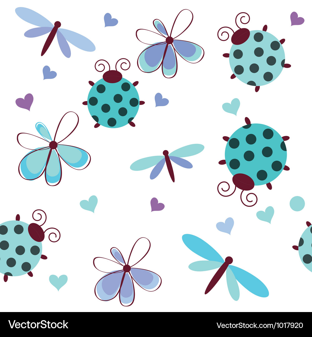 Romantic seamless pattern with dragonflies Vector Image