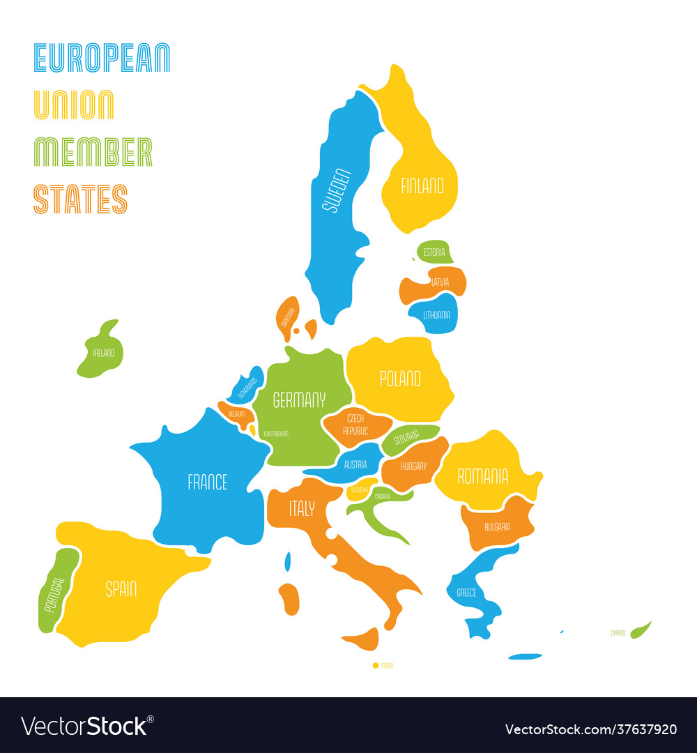 Simplified smooth map eu vector image Simplified smooth map eu