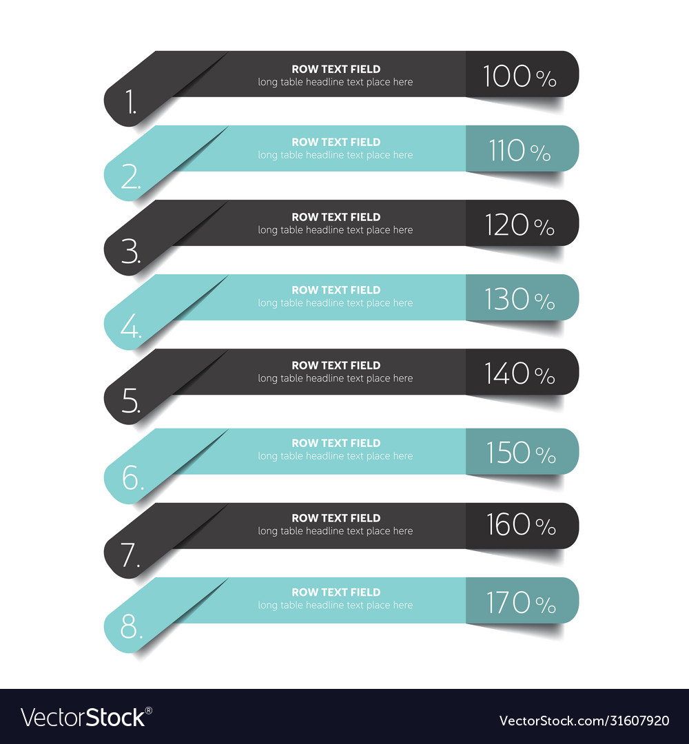 Table schedule design template with 8 row banner vector image Table schedule design template with 8 row banner
