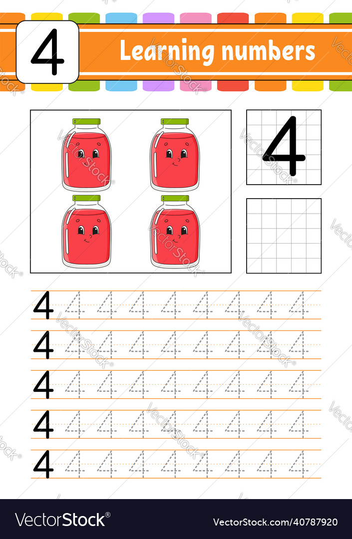 Trace and write numbers handwriting practice