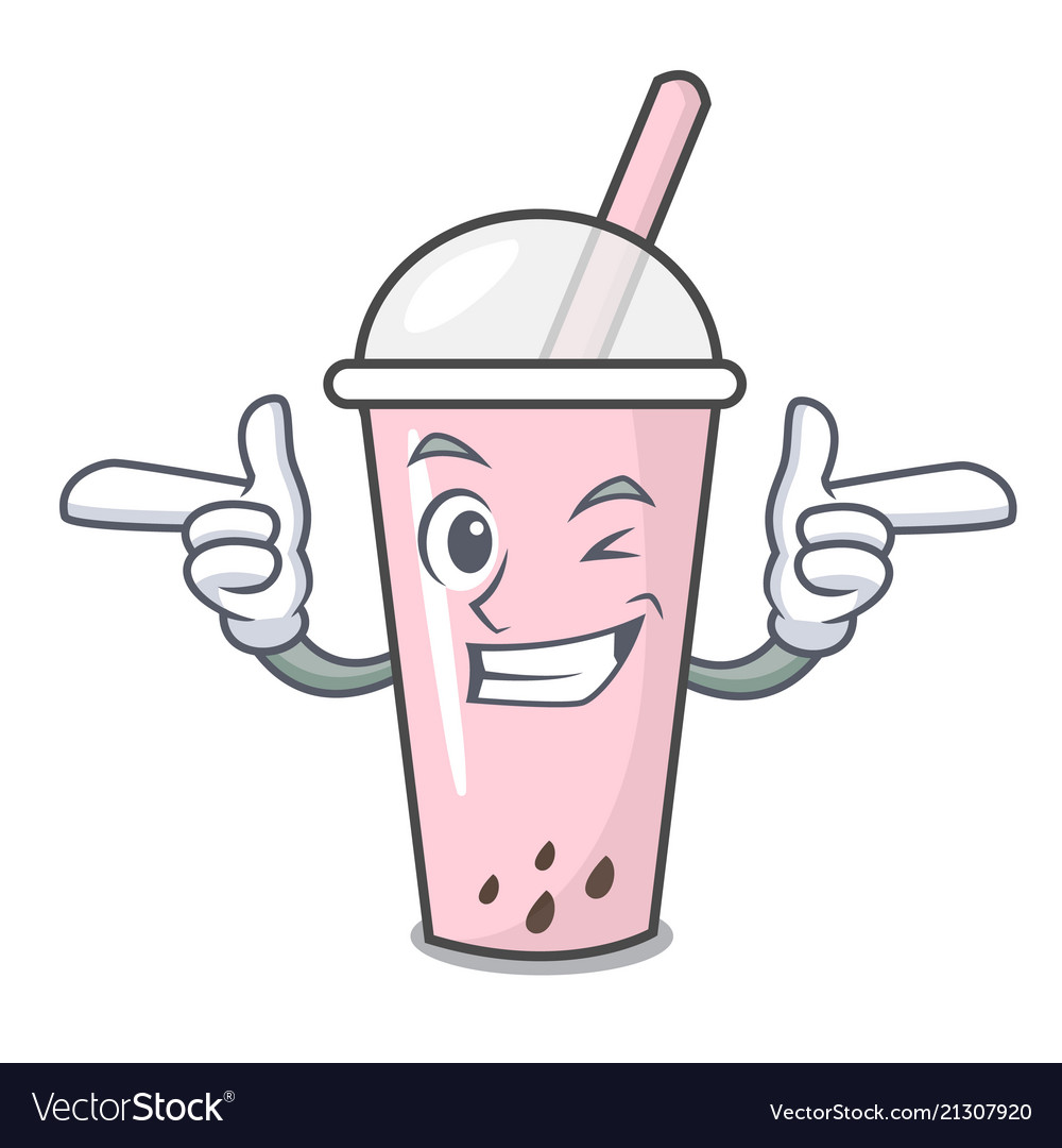 Winking Raspberry Bubble Tea Character