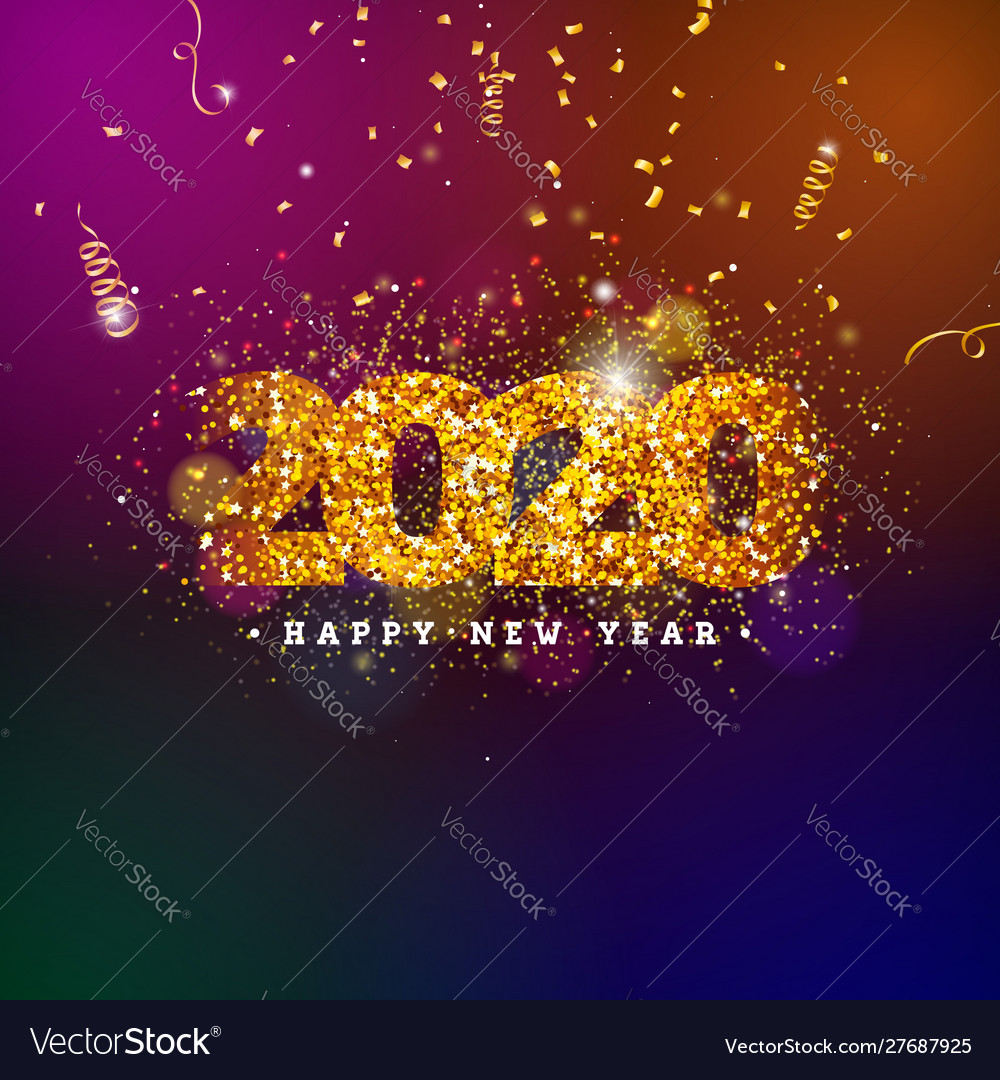 2020 happy new year with shiny number