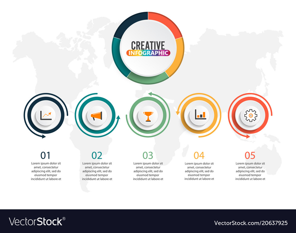 Abstract 3d Infographic Template With A Five Vector Image