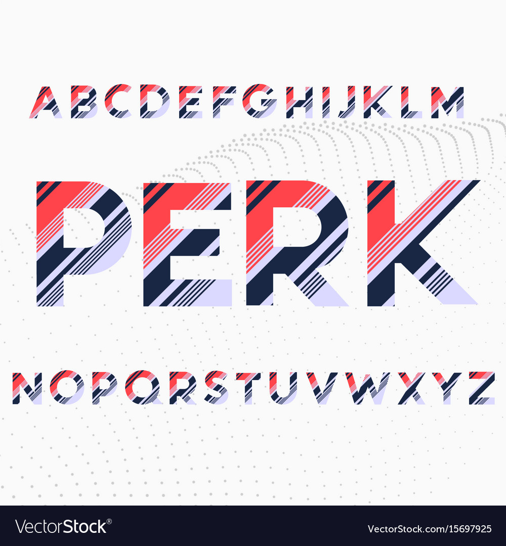 Alphabets font in colored diagonal stripes