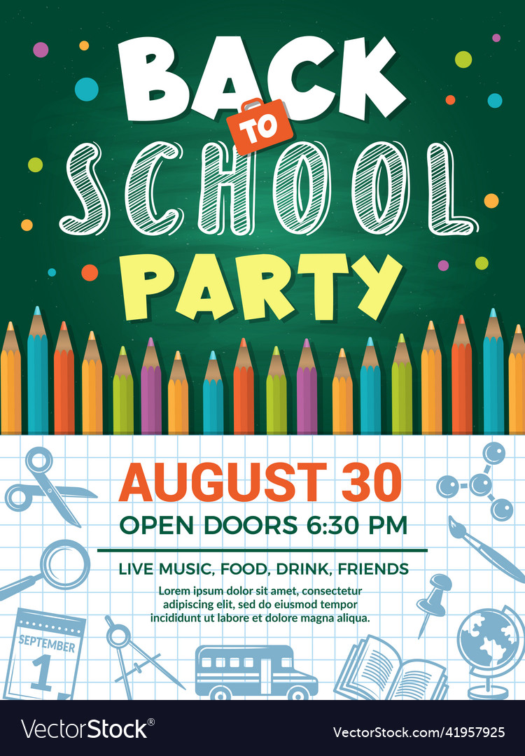 Back to school poster design template of school Vector Image