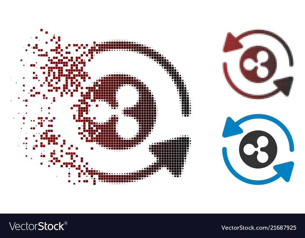 Decomposed pixelated halftone refresh ripple icon vector image Decomposed pixelated halftone refresh ripple icon