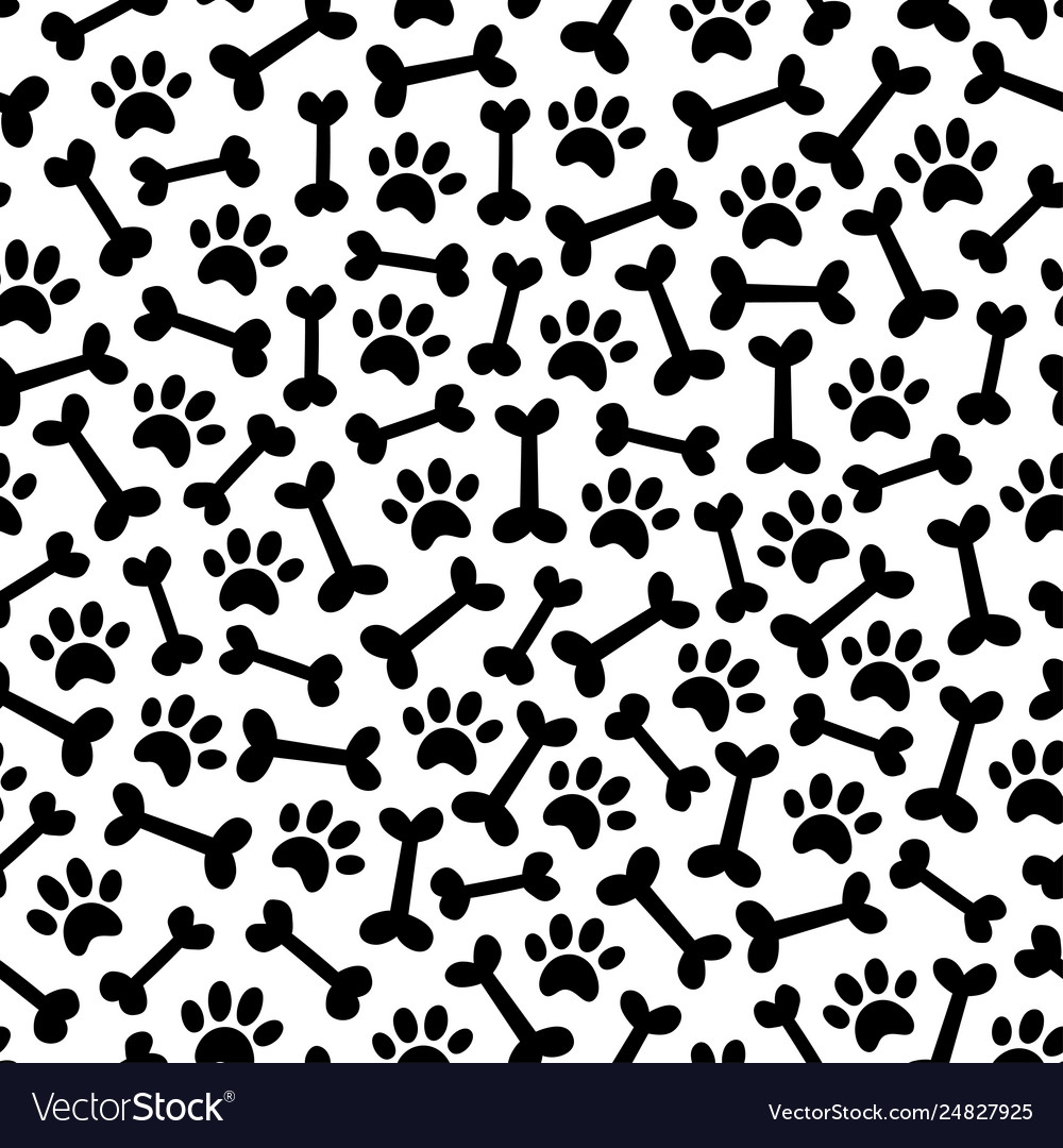 Dog Paw Pattern - Bone & Paw Motif
