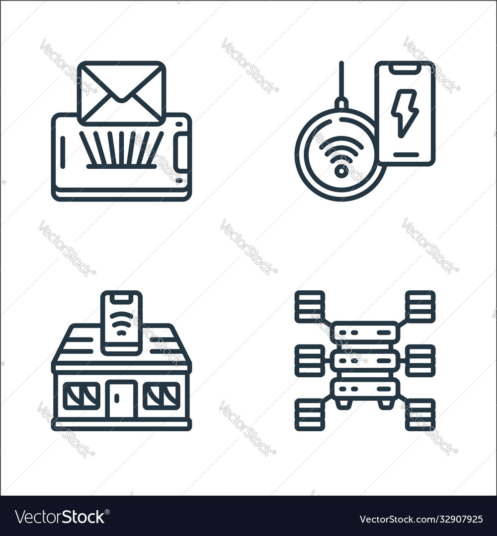 Emerging technology line icons linear set quality vector image Emerging technology line icons linear set quality