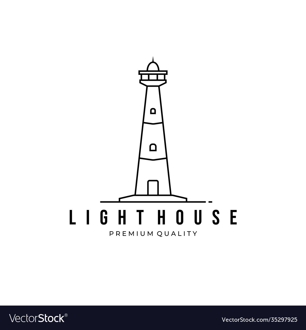 Lighthouse logo design linear line art icon Vector Image