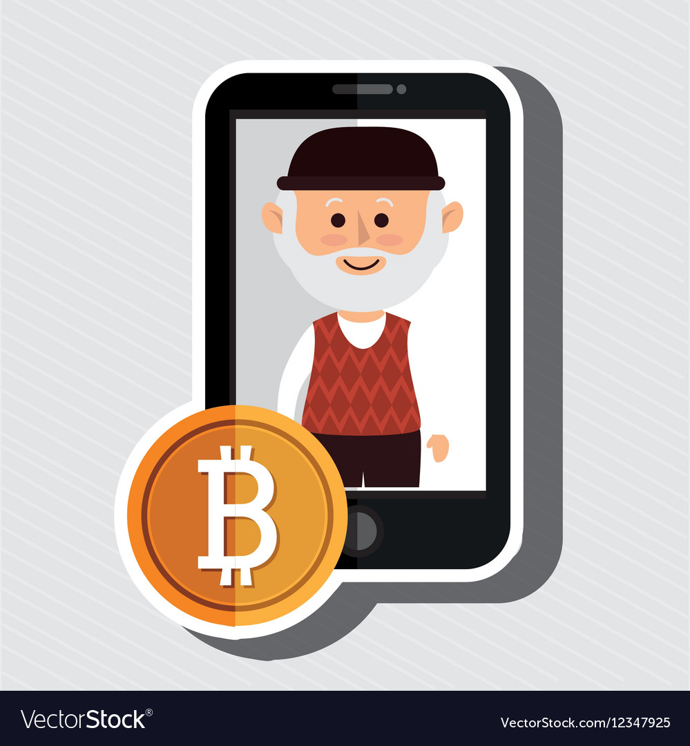 Man smartphone bit coin