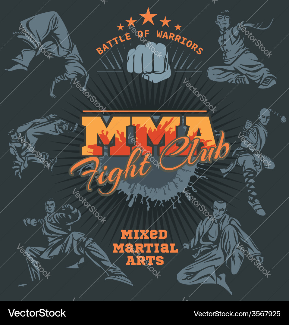 Mma labels mixed martial arts design Royalty Free Vector