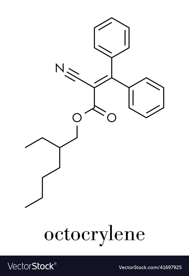 Octocrylene sunscreen molecule skeletal formula Vector Image