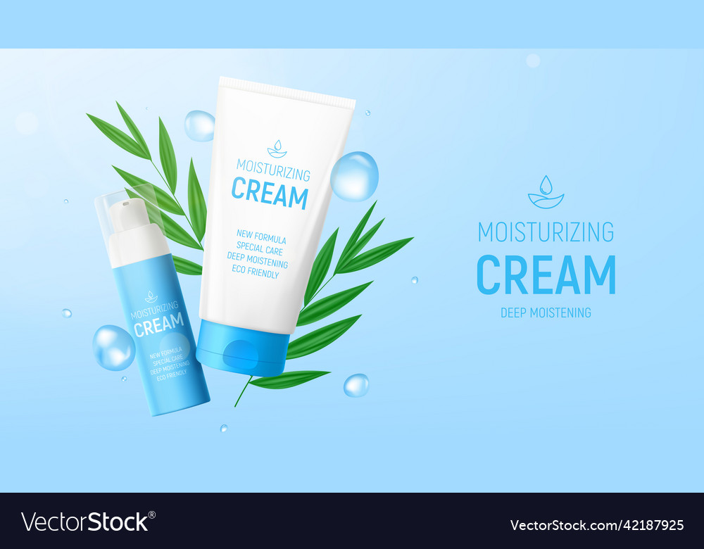 Promo banner with moisturizing cream products Vector Image