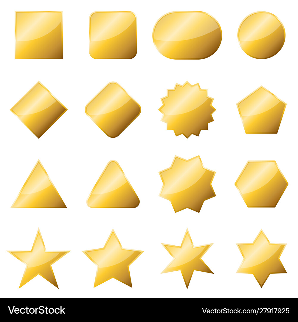 Set Gold Banners Isolated Royalty Free Vector Image