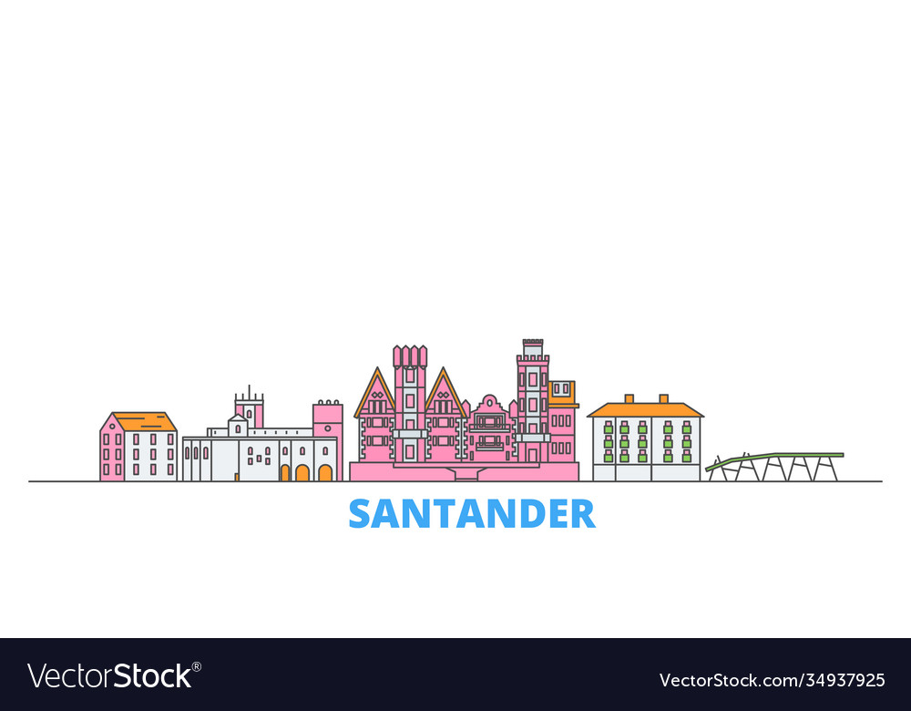 Spain santander line cityscape flat