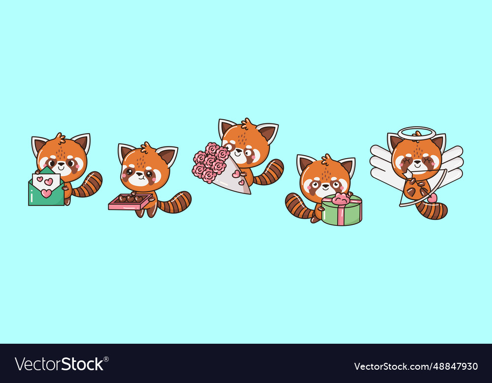 Collection of red panda art set