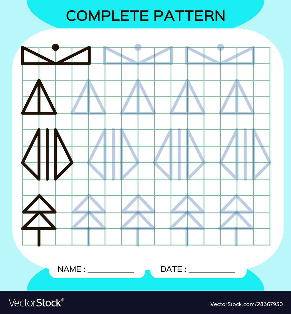 Complete pattern tracing lines activity for early vector image Complete pattern tracing lines activity for early