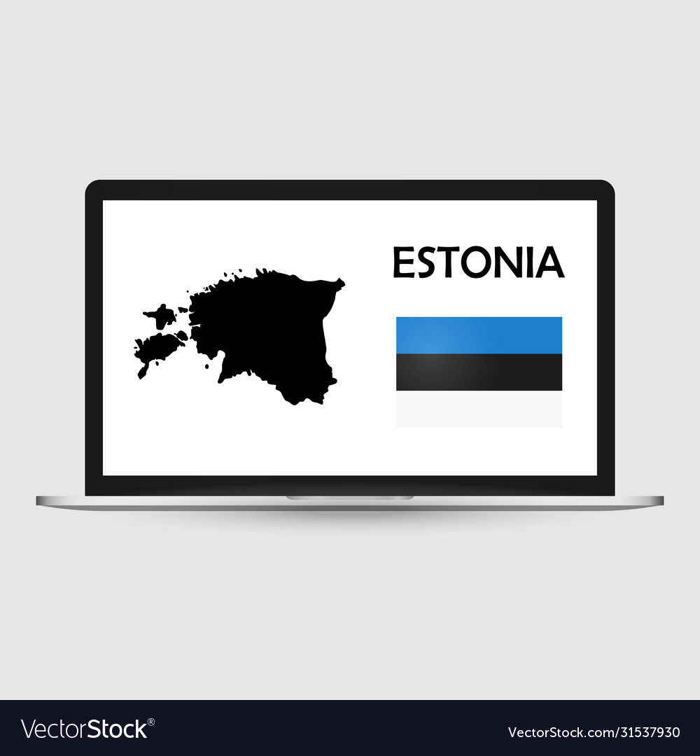 Computer monitor with a flag and map country vector image Computer monitor with a flag and map country