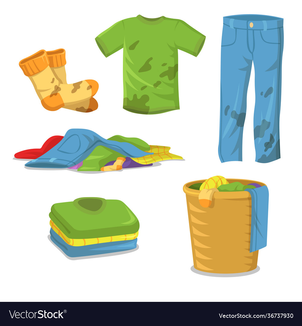 Dirty clothes laundry steps Royalty Free Vector Image