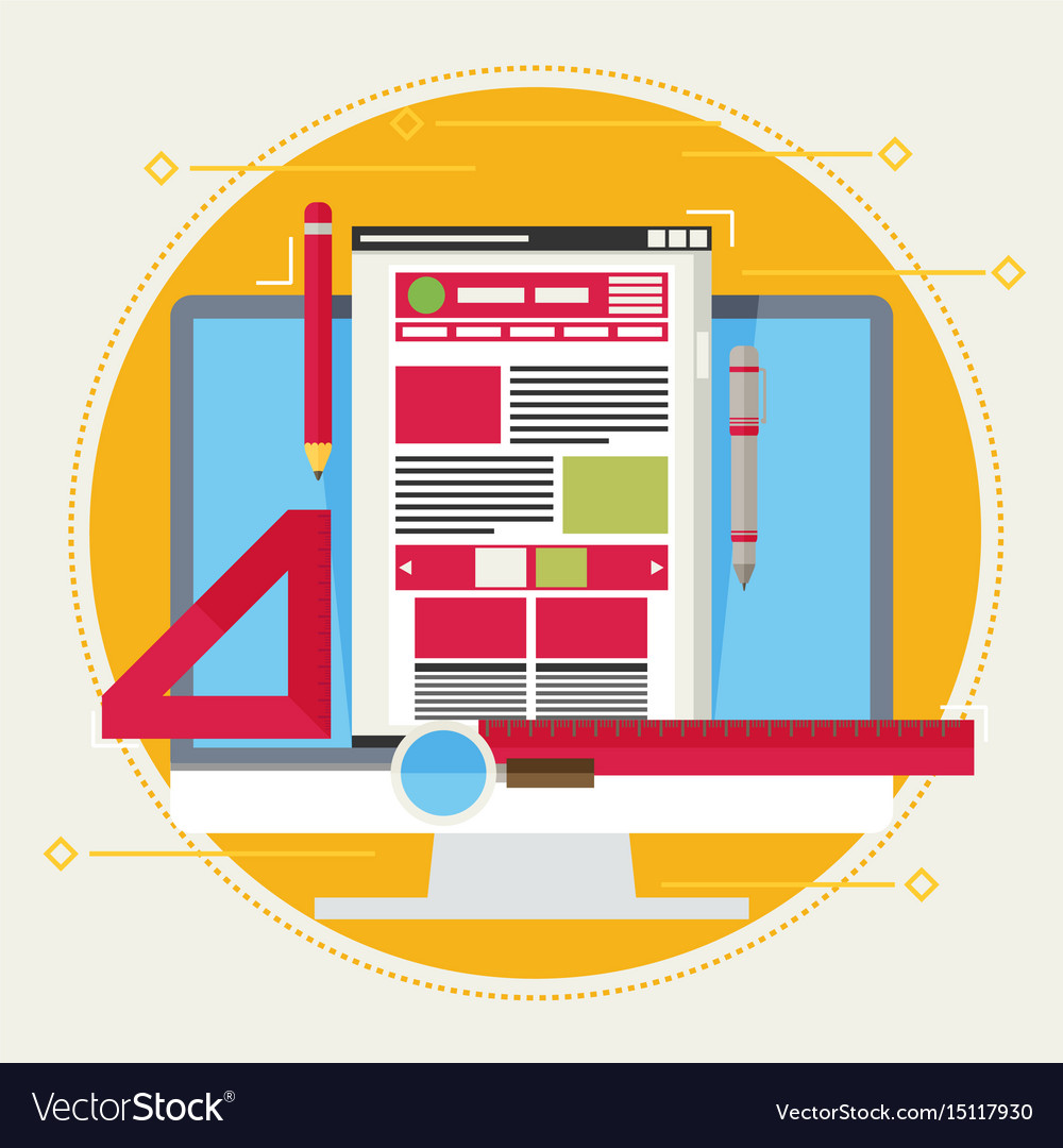 Flat of web design and development concepts