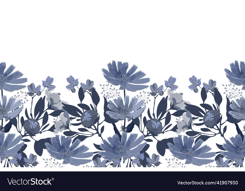 Floral seamless pattern border horizontal vector image Floral seamless pattern border horizontal