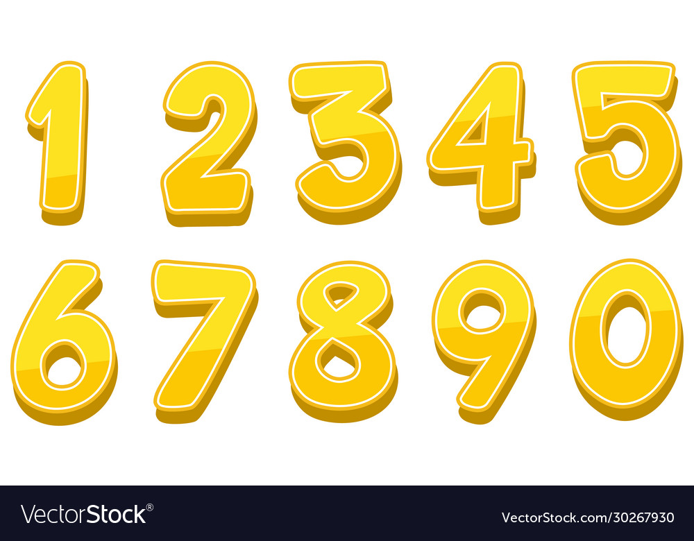 Font design for numbers one to zero on white vector image Font design for numbers one to zero on white