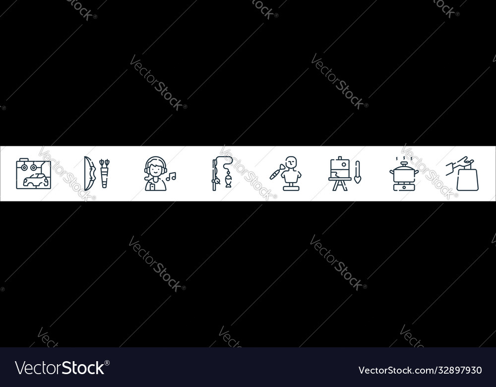 Free time line icons linear set quality
