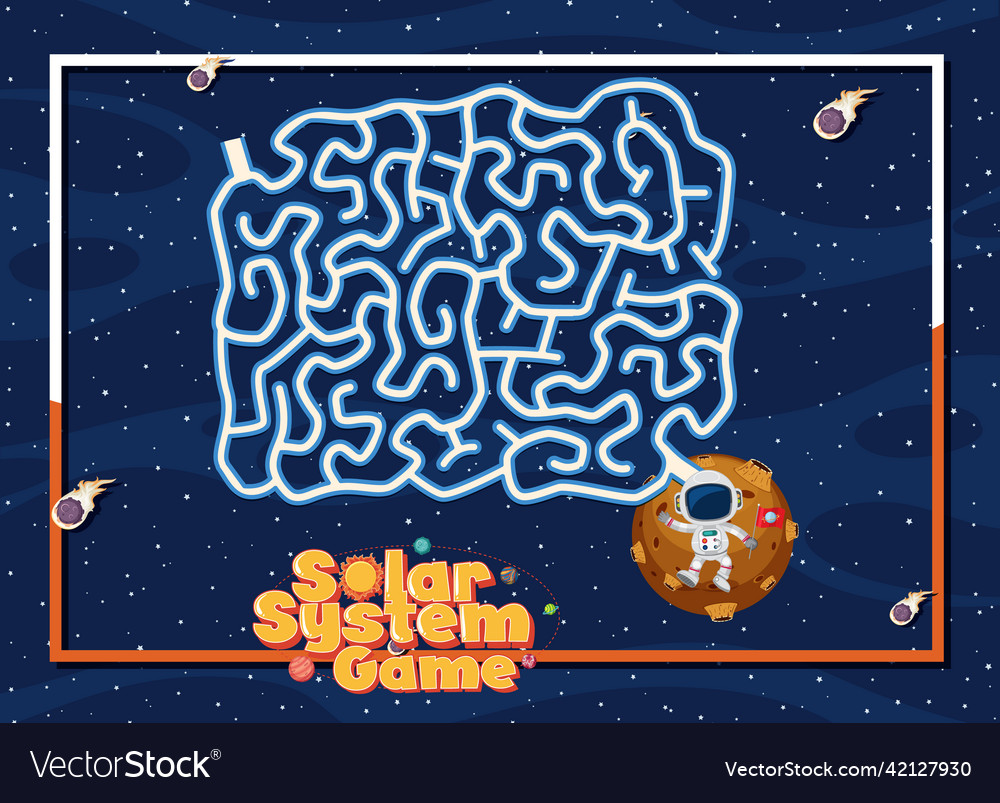 Game template with space theme background vector image Game template with space theme background