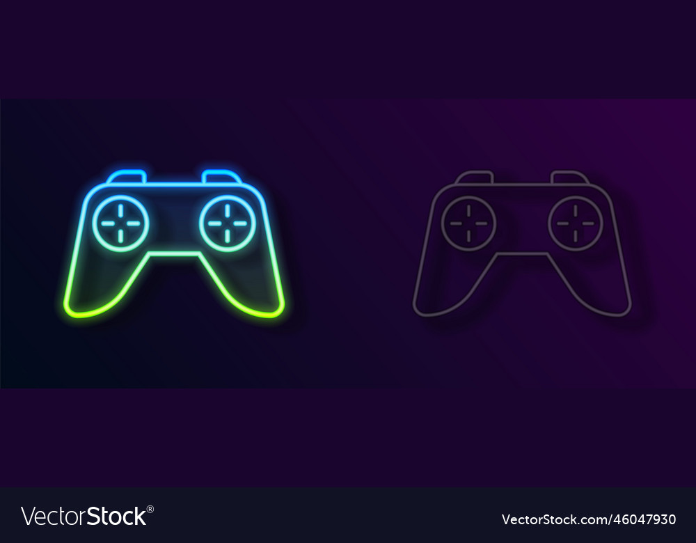 Glowing neon line game controller or joystick vector image Glowing neon line game controller or joystick