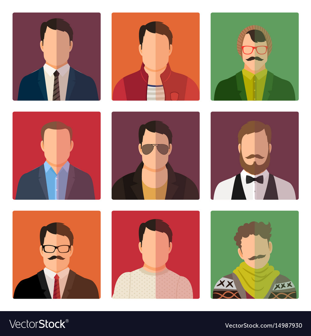 Male avatar icons in casual style