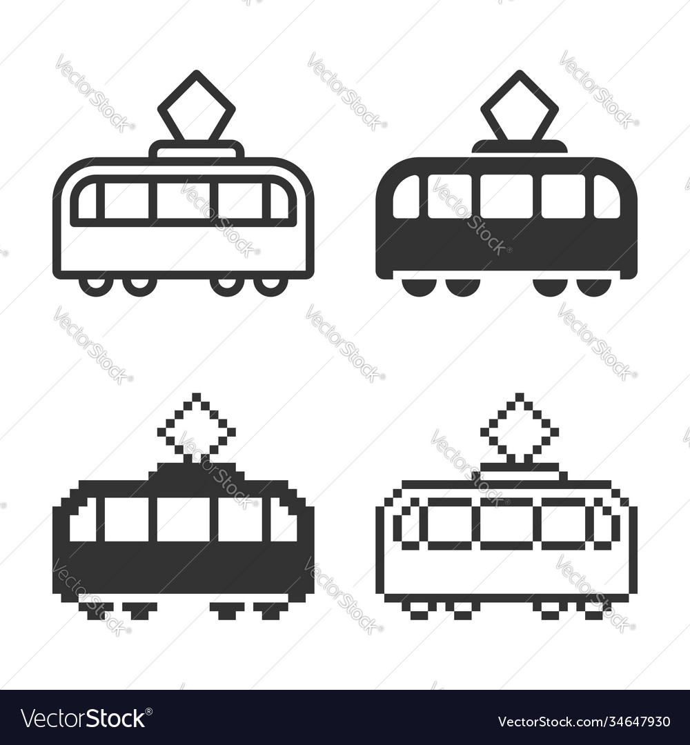 Monochromatic trami icon in different variants vector image Monochromatic trami icon in different variants
