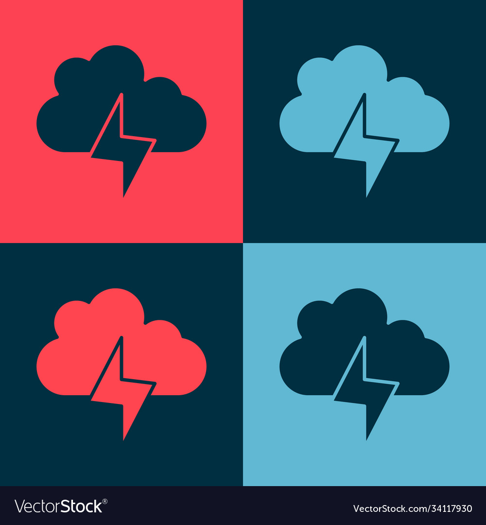 Pop art storm icon isolated on color background