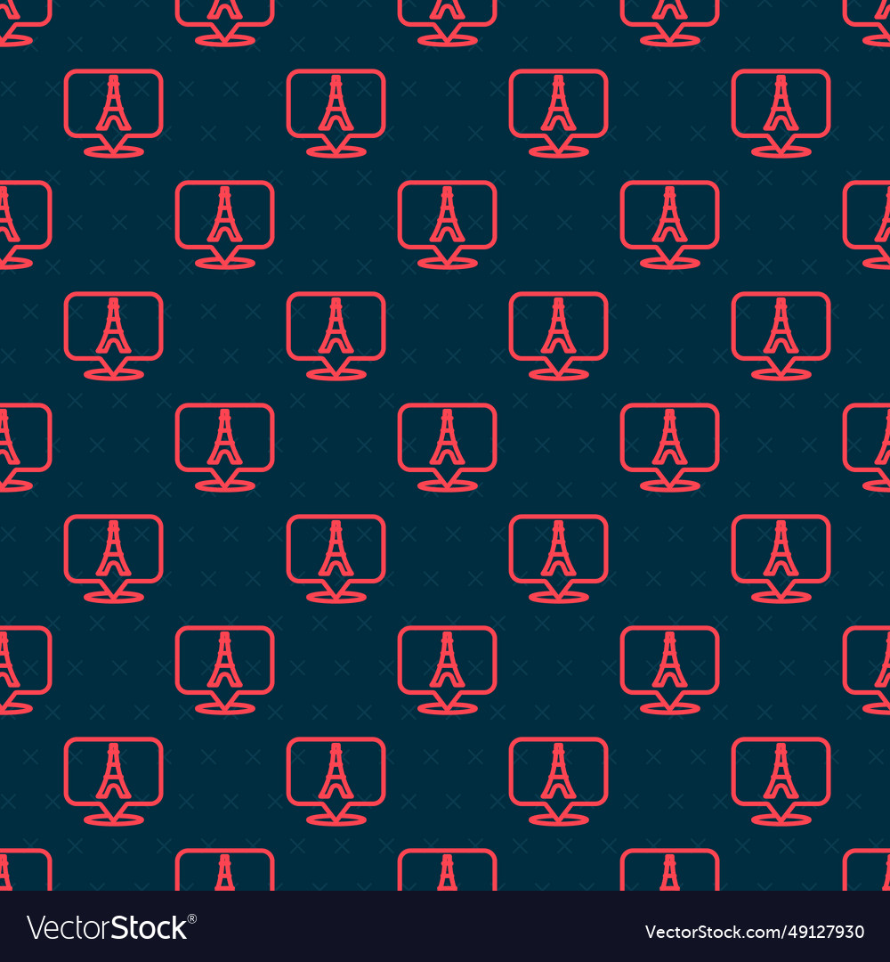 Red line eiffel tower icon isolated seamless vector image Red line eiffel tower icon isolated seamless