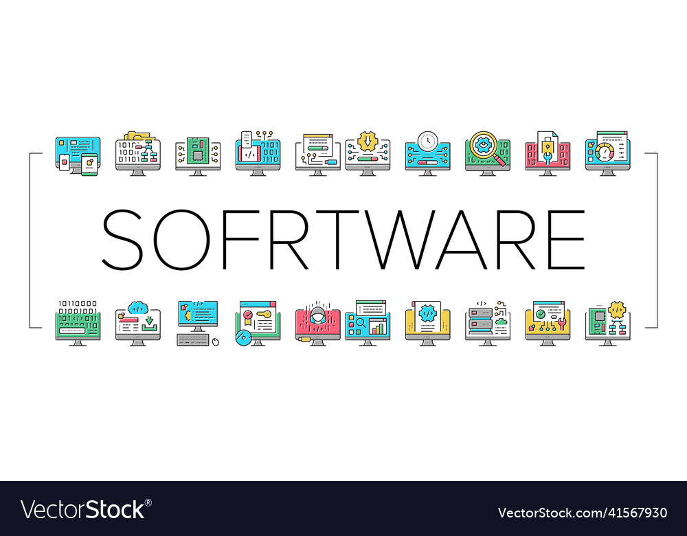 Software program development icons set vector image Software program development icons set
