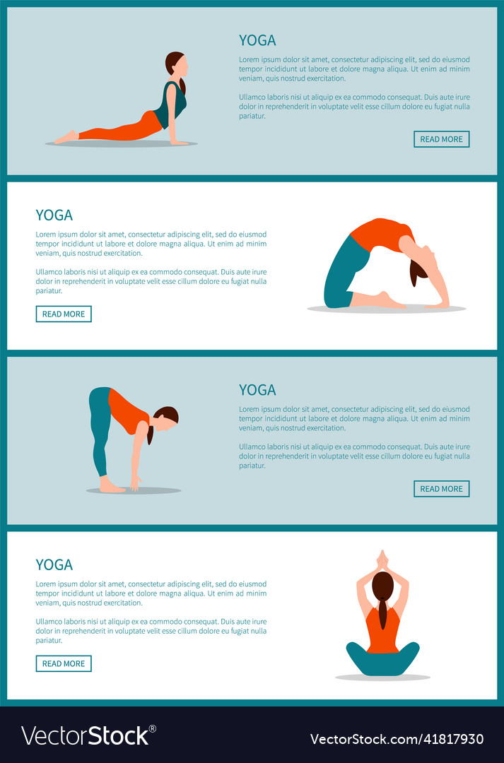 Yoga internet pages collection Royalty Free Vector Image